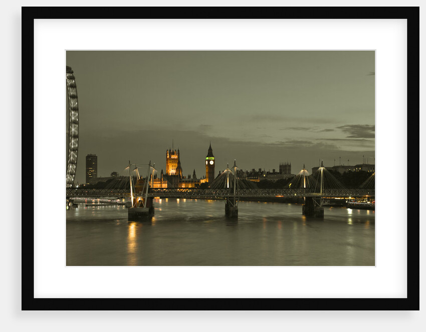 London, River Thames, London Eye, Waterloo Brigde and Houses of Parliment at night by Assaf Frank